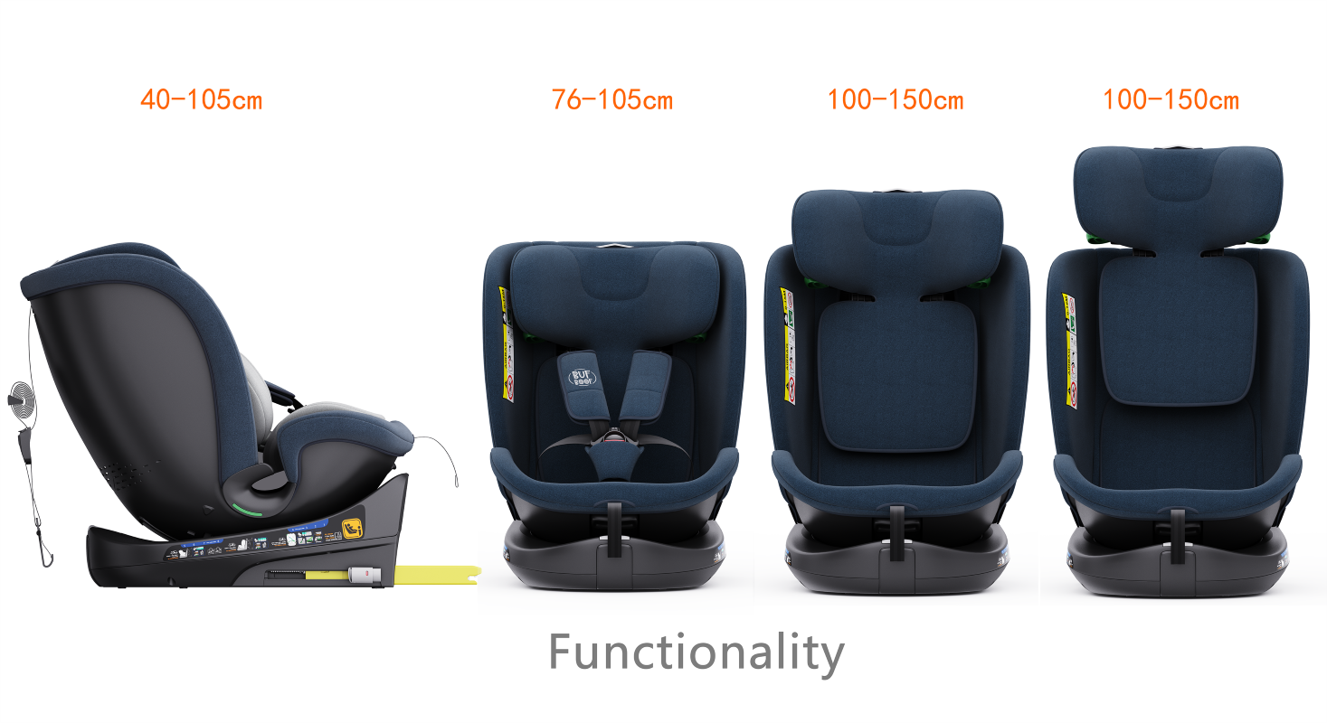 Scaun Auto B-Joy DELUXE BUF BOOF iSIZE Blue cu Isofix pozitie somn 155 grade rotativ 360 grade 40-150 cm - Image 8