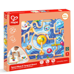 Jucarie din lemn - 2 in 1 Space Maze & Tangram Board