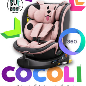 Scaun Auto B-Joy DELUXE BUF BOOF iSIZE PinkDOG cu Isofix pozitie somn 155 grade rotativ 360 grade 40-150 cm