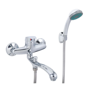 Baterie Cada Crom Lucios - Set Complet cu Pipa Pivotanta de 25cm, Para, Furtun si Excentrice Incluse