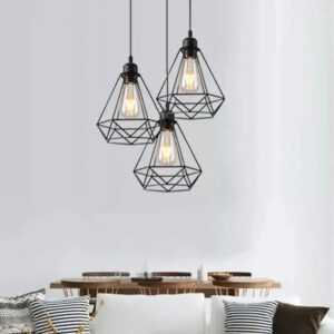 Lustra Forma Diamant, STRUKTUR, 3xE27, Negru, Metal